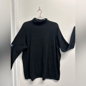 J. Jill Plus Size Silk & Cotton Black Turtleneck Sweater